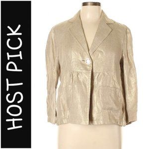 MICHAEL Michael Kors Chic Shimmery Golden Tan One Button Jacket Size 10